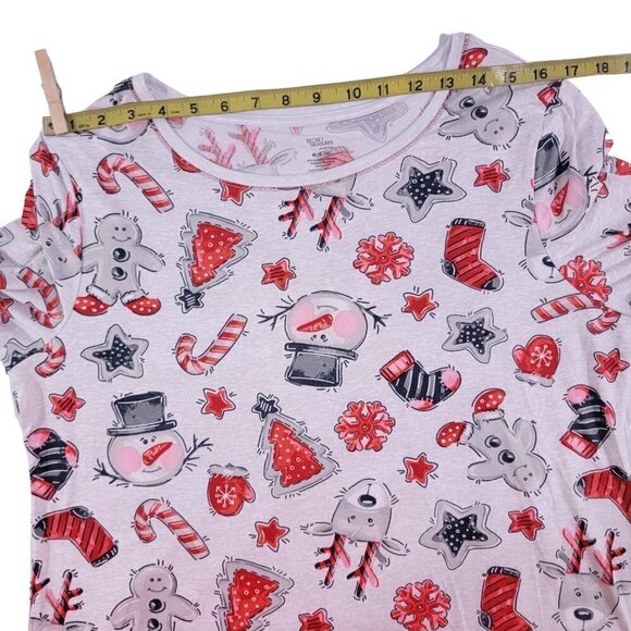 Secret Treasures Snowman Reindeer Candy Cane Holiday Jogger Pajamas Sleep Set - Picture 5 of 16